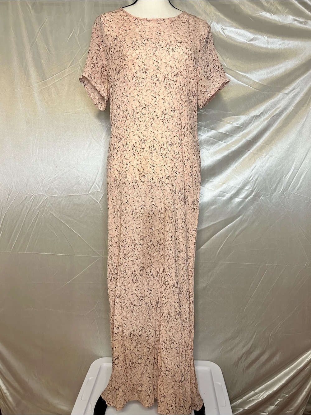 Vintage Field Manor 100% Silk Pink Floral Maxi Dress Size Large